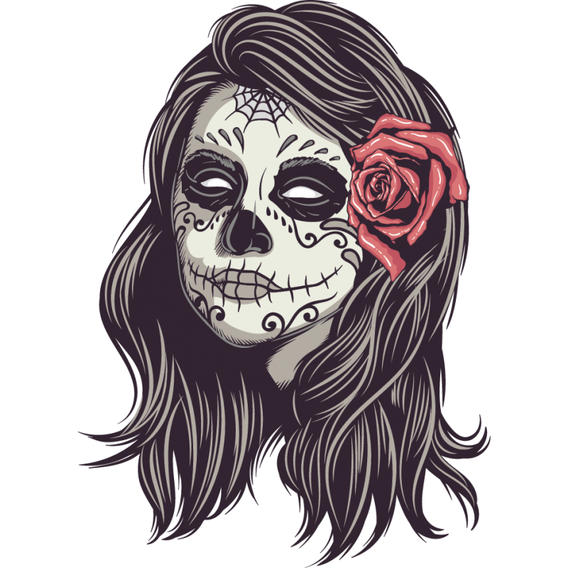 Stickers Tête de mort Mexicain femme - Color-stickers